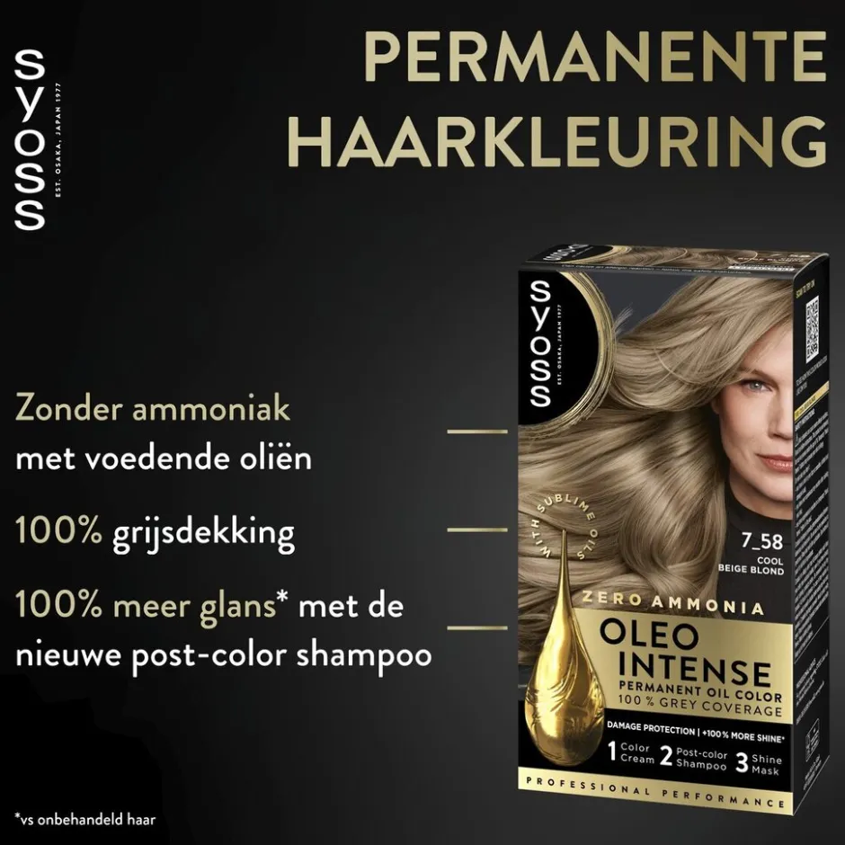Oleo Intense 7-58 Cool Beige Blond Haarkleuring|Syoss Hot