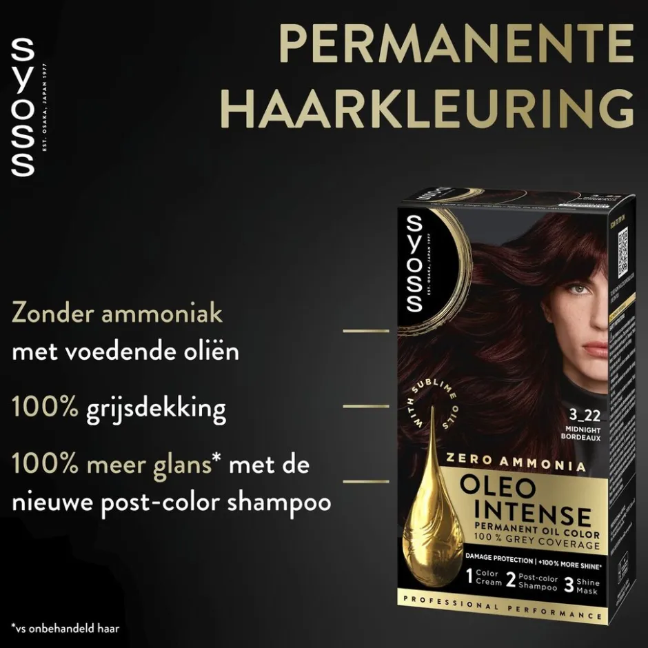 Oleo Intense 3-22 Warm Donker Bordeaux Haarkleuring|Syoss New