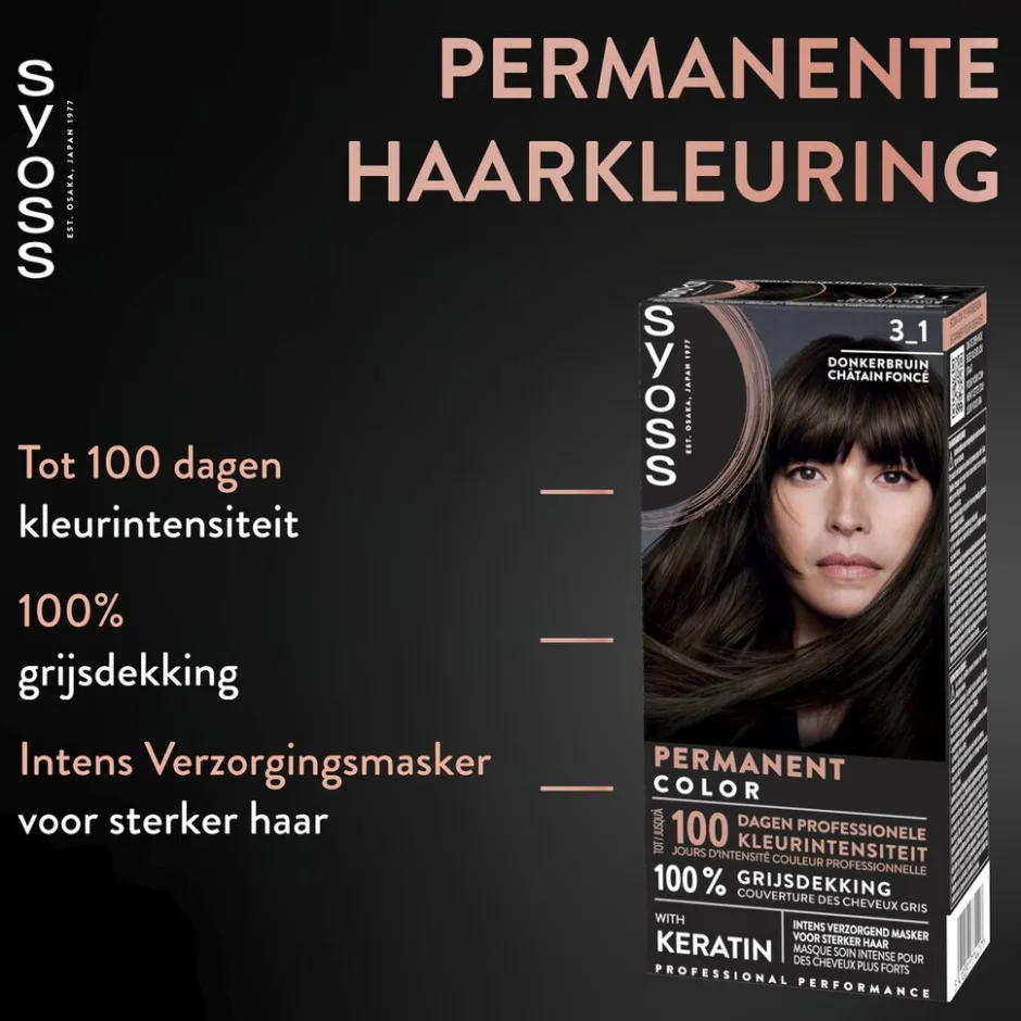 Syoss Professional Performance 3-1 Donkerbruin Permanente Haarkleuring< Haarverf