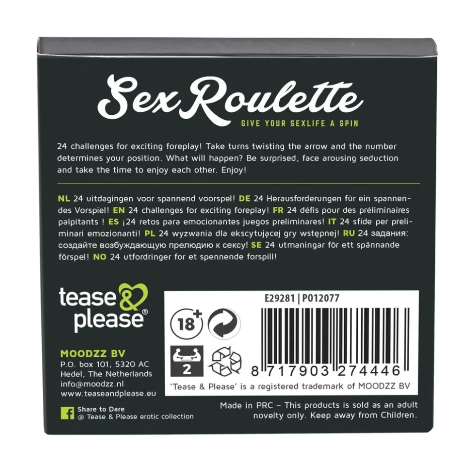 Sex Roulette Foreplay Spel voor Koppels|Tease & Please