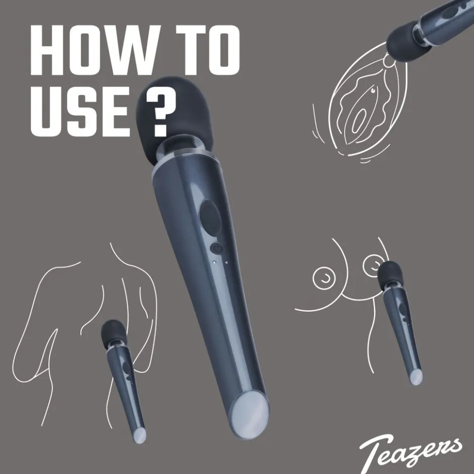 Black Lightning Wand Vibrator|Teazers