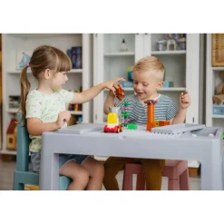 Teggi Grey/Old Rose/Turquoise Multifun 3-in-1 Tafel met Twee Stoeltjes< Verrassend Speelgoedvoordeel