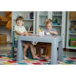 Teggi Grey/Old Rose/Turquoise Multifun 3-in-1 Tafel met Twee Stoeltjes< Verrassend Speelgoedvoordeel