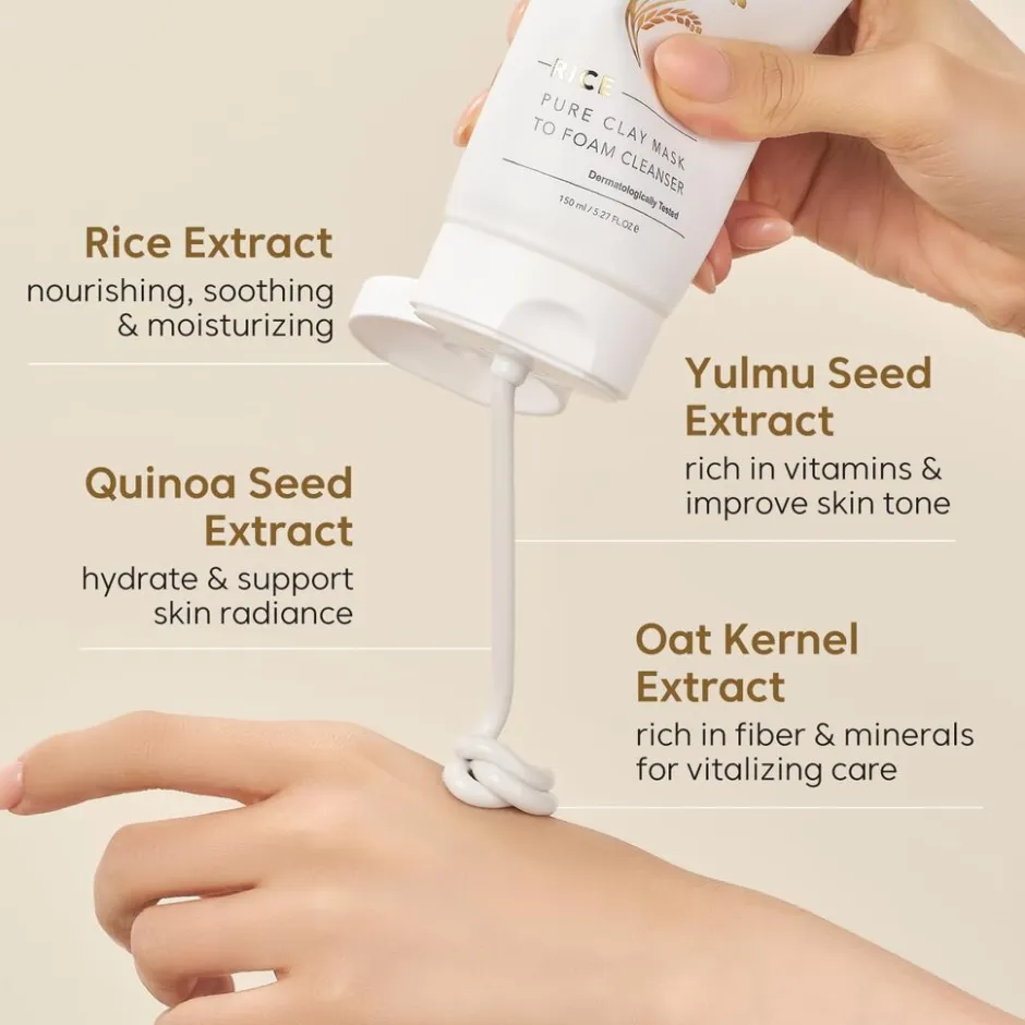 Rice Pure Clay Mask to Foam Cleanser|THANK YOU FARMER New