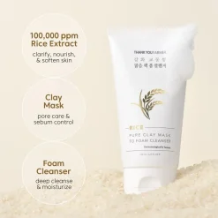 Rice Pure Clay Mask to Foam Cleanser|THANK YOU FARMER New
