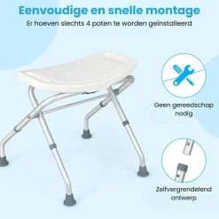 Trendmix lichtgewicht opklapbare douchekruk verstelbaar in 3 hoogtes met handgrepen< Badkamer En Toilethulpmiddelen