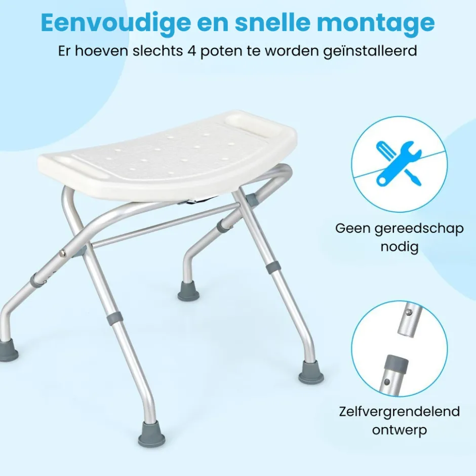 Trendmix lichtgewicht opklapbare douchekruk verstelbaar in 3 hoogtes met handgrepen< Badkamer En Toilethulpmiddelen