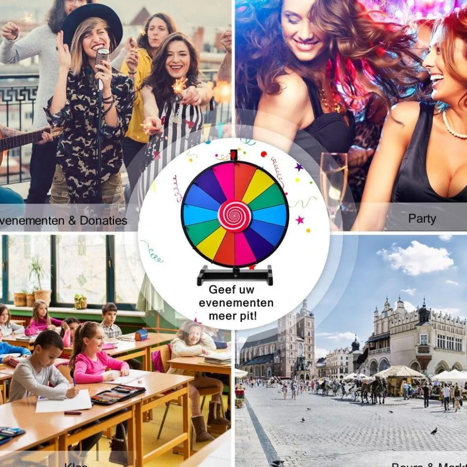 rad van fortuin gezelschapspel draairad voetstandaard met 14 schrijfvakken|Trendmix Outlet