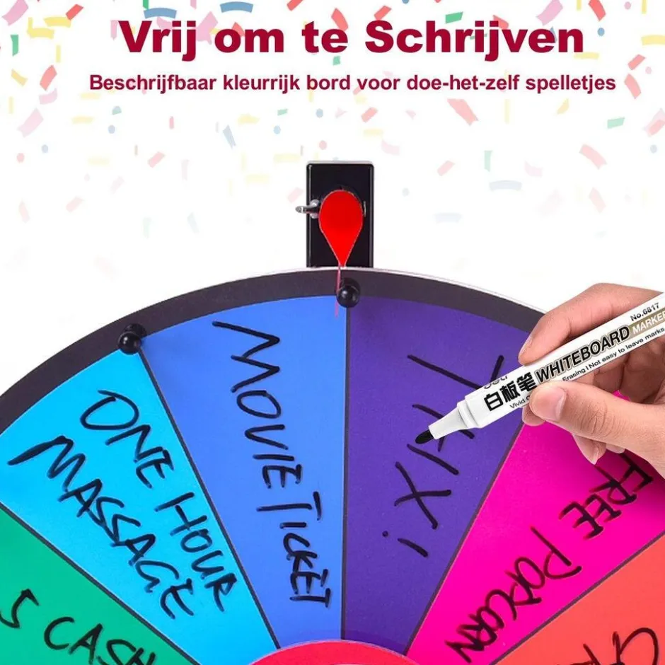 rad van fortuin gezelschapspel draairad voetstandaard met 14 schrijfvakken|Trendmix Outlet