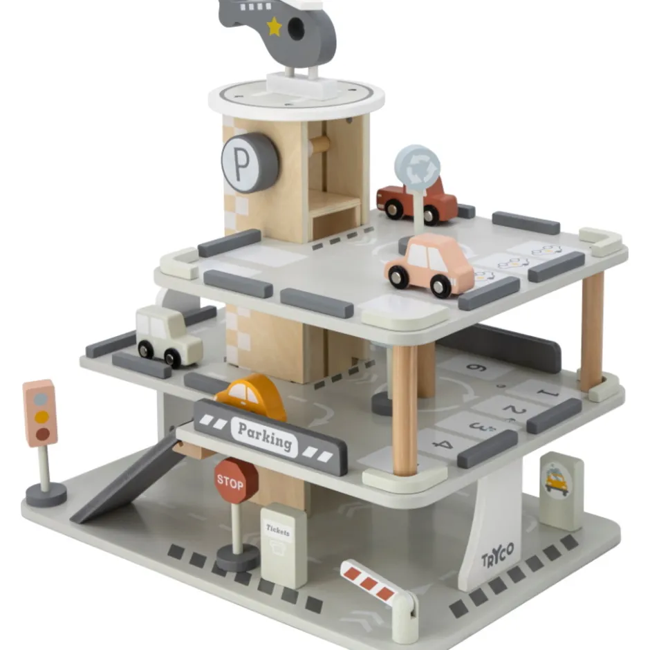 Tryco Houten Garage incl. Speeltjes< Houten Speelsets