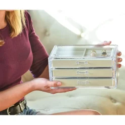 UNIQ Acryl Sieradendoos met 3 Laden, Organizer Transparant< Sieraden En Bijoux
