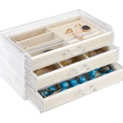 UNIQ Acryl Sieradendoos met 3 Laden, Organizer Transparant< Sieraden En Bijoux