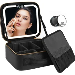 UNIQ Make-up Reistas met LED-lampje - Toilettas / Cosmetische tas voor al je make-up - Zwart< Make-Up Organizers|Toilettassen