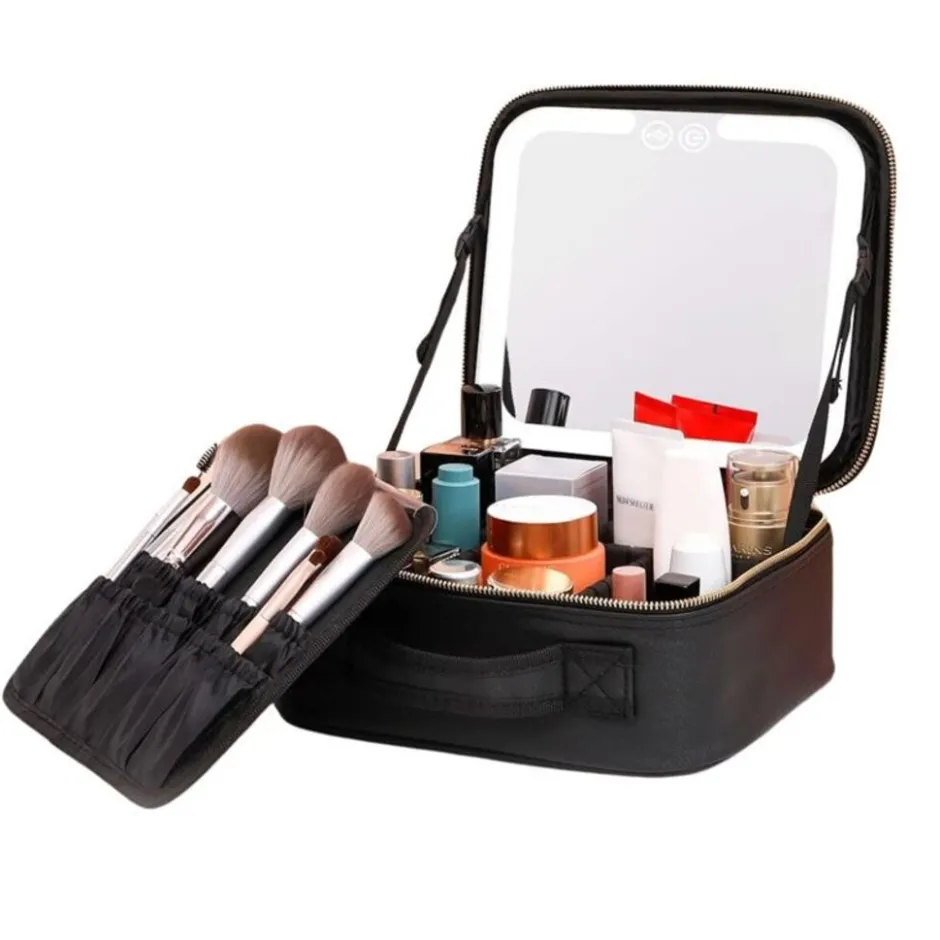 UNIQ Make-up Reistas met LED-lampje - Toilettas / Cosmetische tas voor al je make-up - Zwart< Make-Up Organizers|Toilettassen
