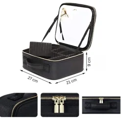 UNIQ Make-up Reistas met LED-lampje - Toilettas / Cosmetische tas voor al je make-up - Zwart< Make-Up Organizers|Toilettassen