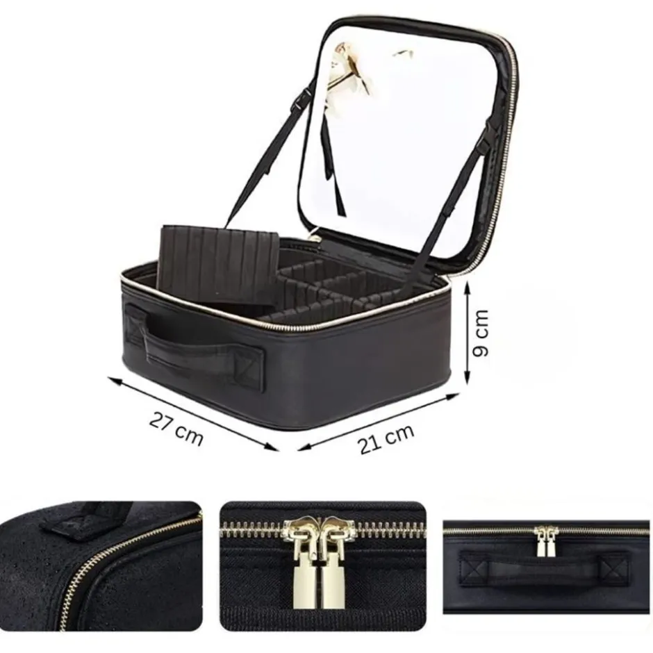 UNIQ Make-up Reistas met LED-lampje - Toilettas / Cosmetische tas voor al je make-up - Zwart< Make-Up Organizers|Toilettassen