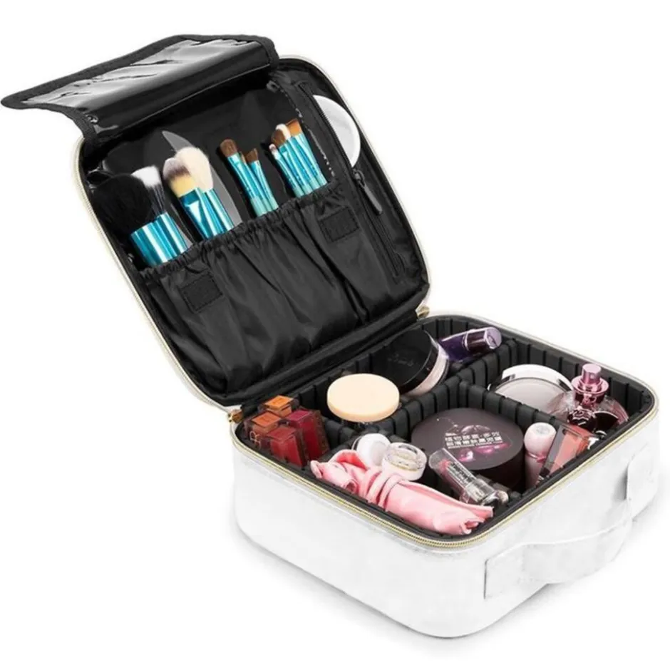 UNIQ makeup rejsetaske - Toilettaske / Kosmetiktaske til alt dit makeup - White< Toilettassen