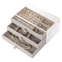 UNIQ Acryl Sieraden Organizer – 3 Laden, Transparant - J305|