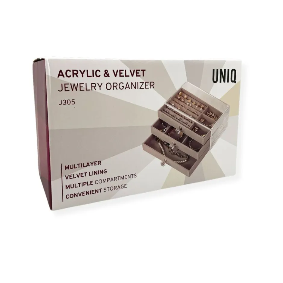 UNIQ Acryl Sieraden Organizer – 3 Laden, Transparant - J305|