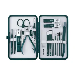 UNIQ 18‑in‑1 Manicure & Pedicure Set – Donkergroen Etui< Manicure- En/Of Pedicureset