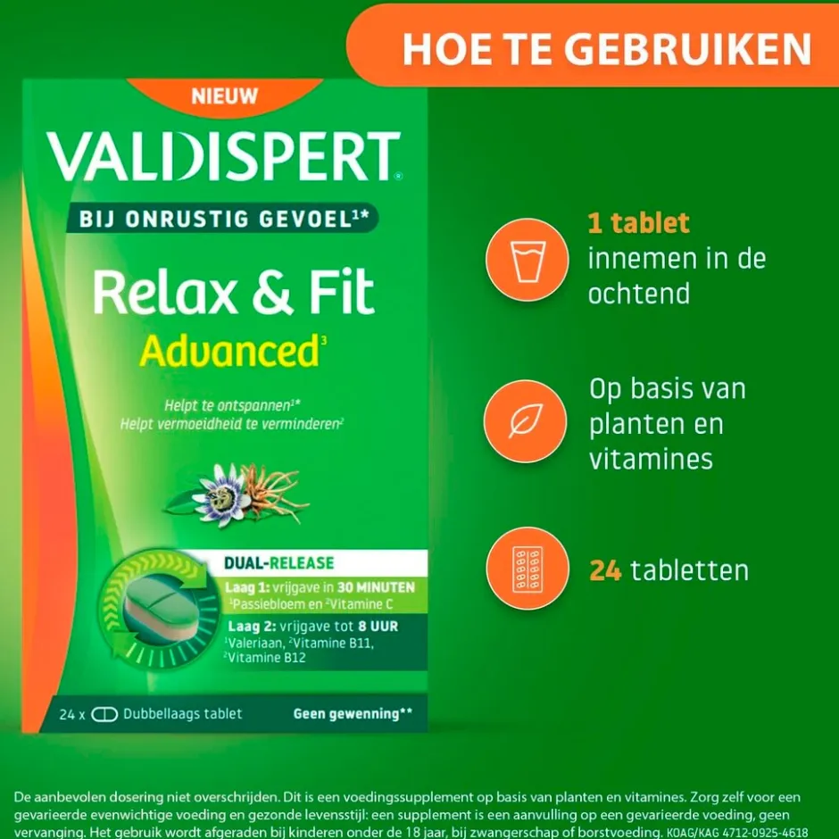 Valdispert Relax & Fit Advanced Tabletten< Natuurlijke Supplementen|Rust En Ontspanning