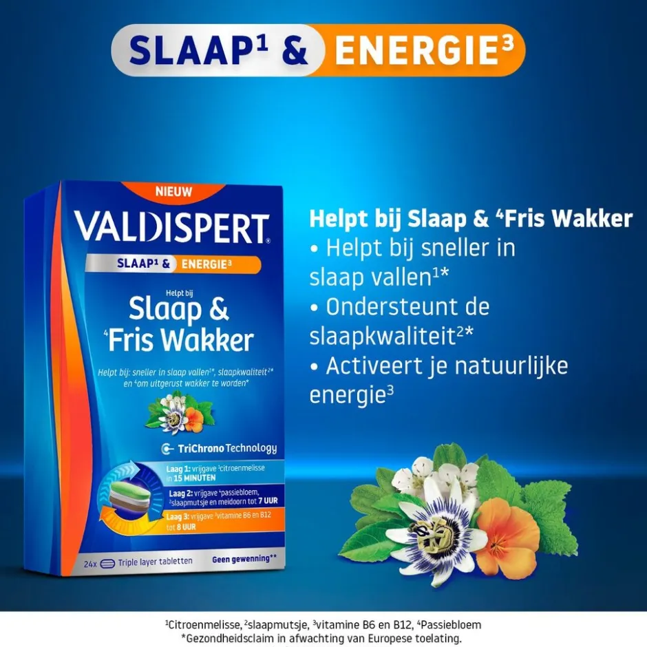 Valdispert Slaap & Fris Wakker Triple Layer Tabletten< Rust En Ontspanning