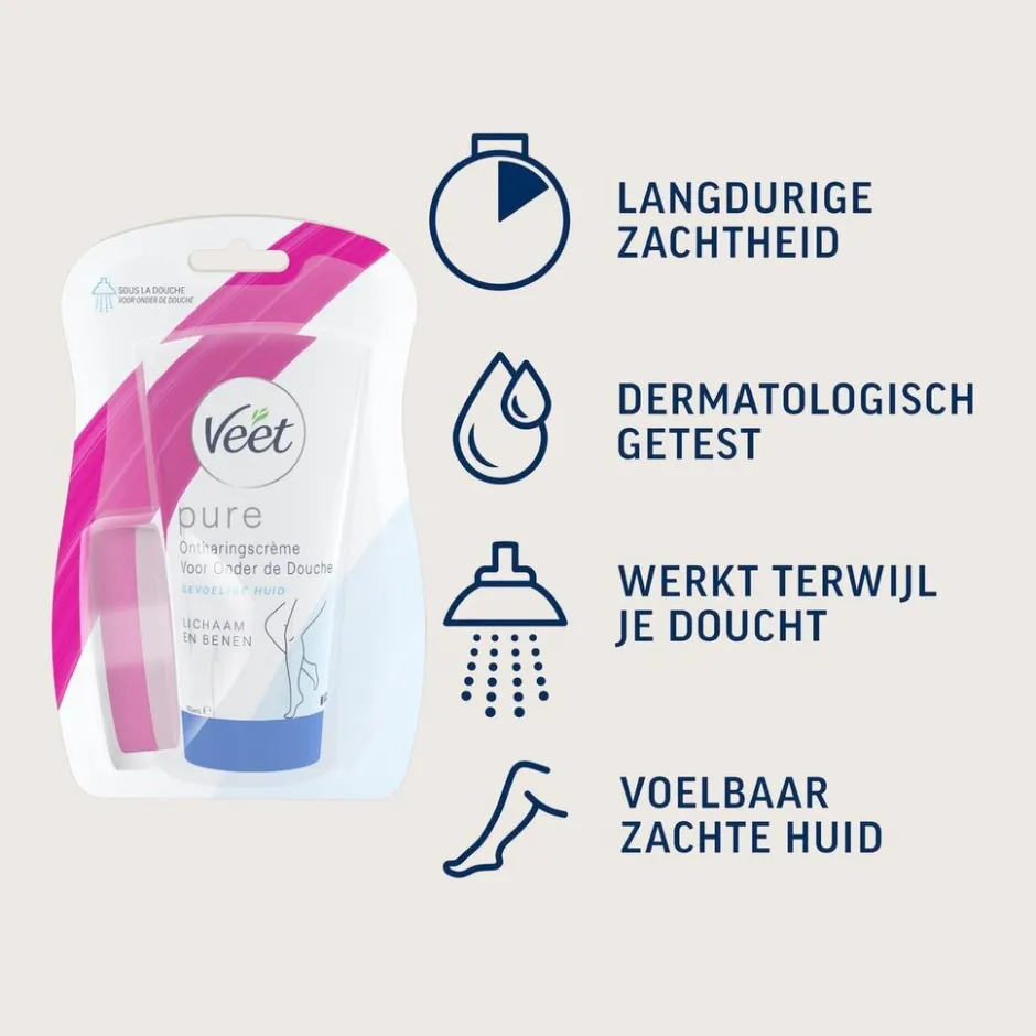 Veet In-Shower Ontharingscrème voor de Gevoelige Huid<Heren Ontharingscreme, Wax En Hars
