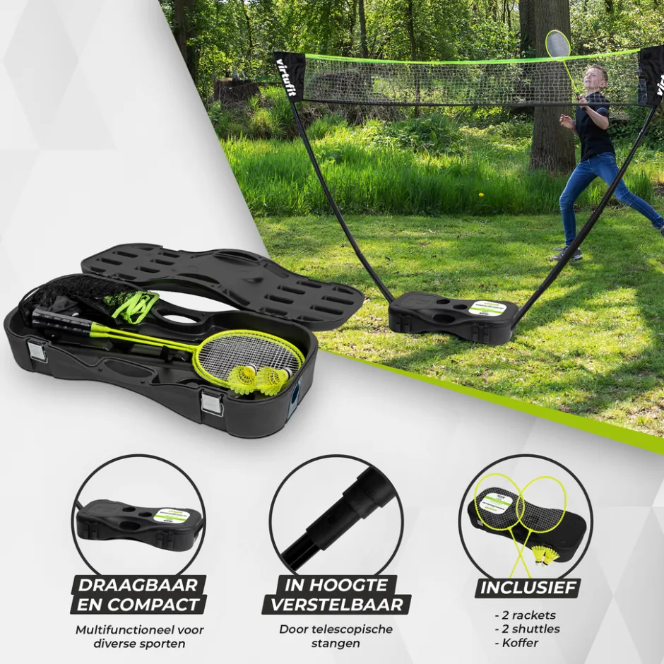 VirtuFit 2-in-1 Portable Badminton- en Tennis Set< Badminton