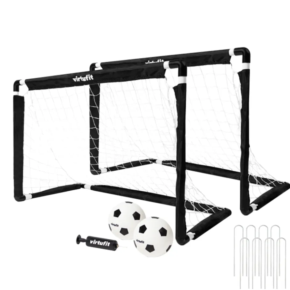 VirtuFit Kinder Voetbaldoelen Set met 2 Ballen en Pomp< Voetbal|Buitenspellen