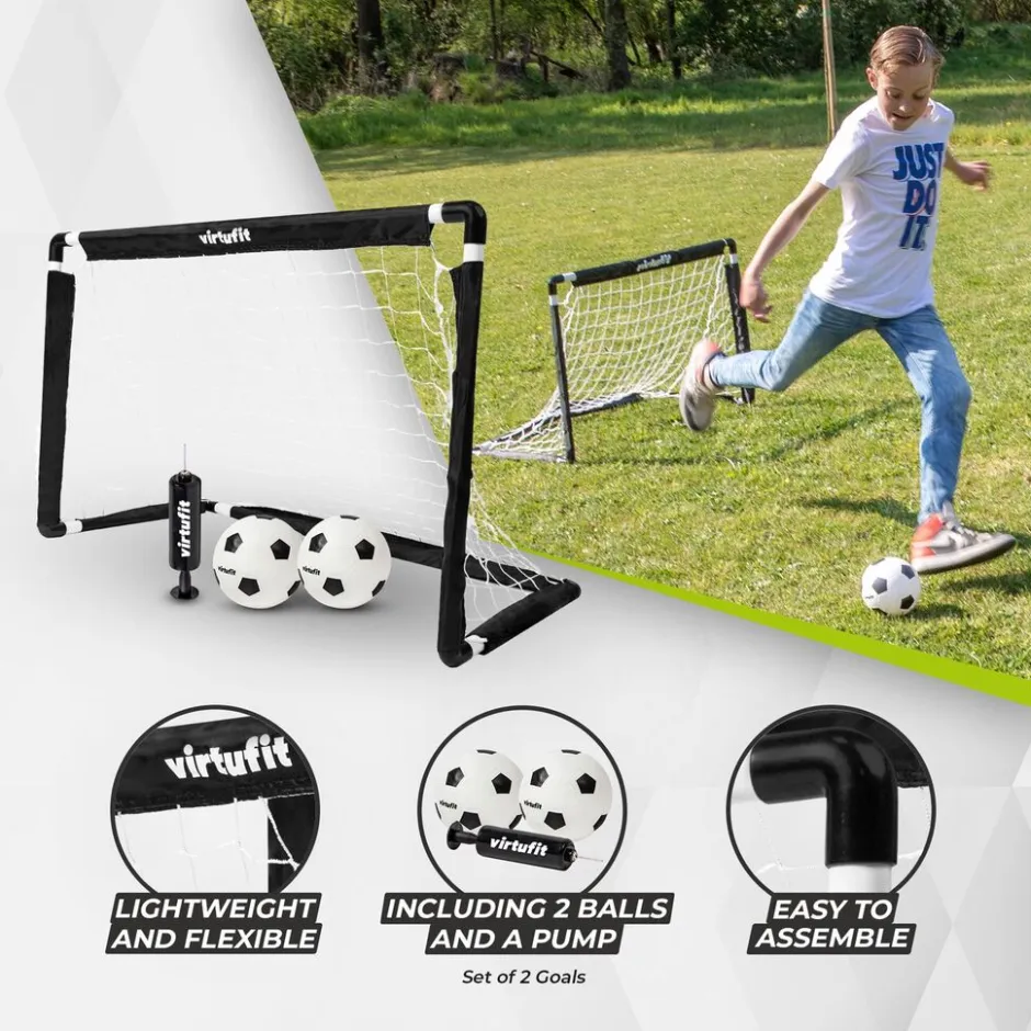 VirtuFit Kinder Voetbaldoelen Set met 2 Ballen en Pomp< Voetbal|Buitenspellen