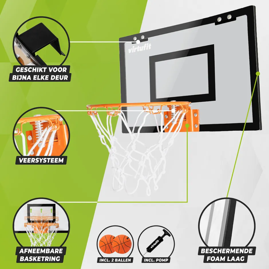VirtuFit Pro Mini Basketbalbord met 2 Ballen en Pomp< Basketballen