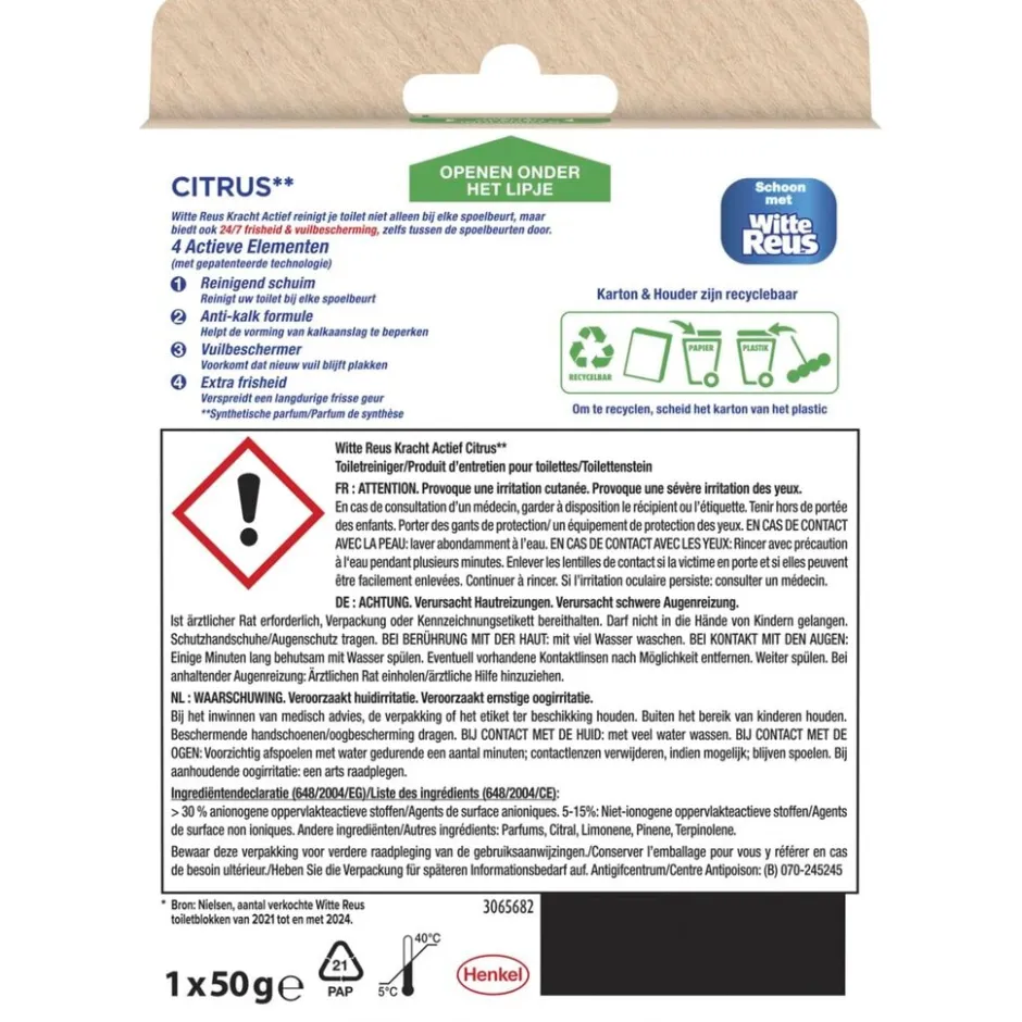Kracht Actief Citrus Toiletblok|Witte Reus