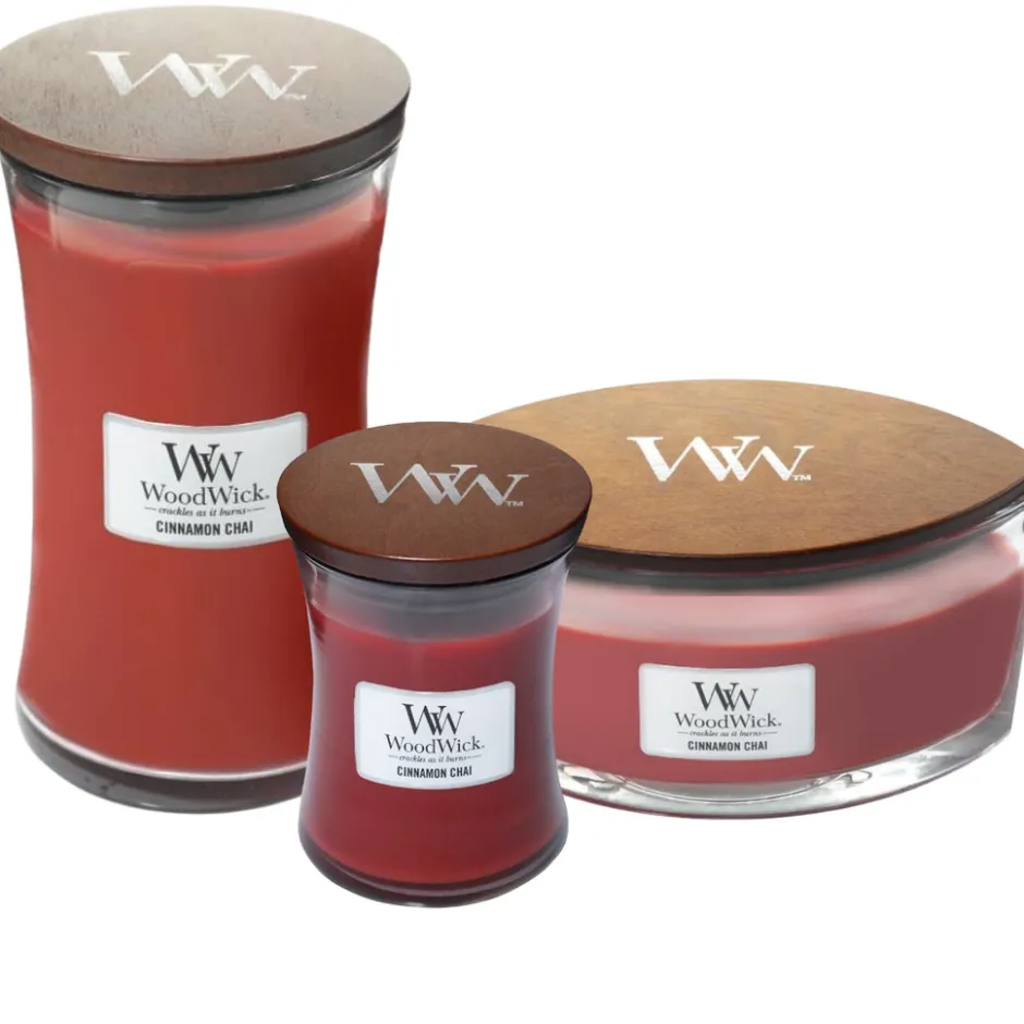 Woodwick geurkaarsen Cinnamon Chai< Woonaccessoires