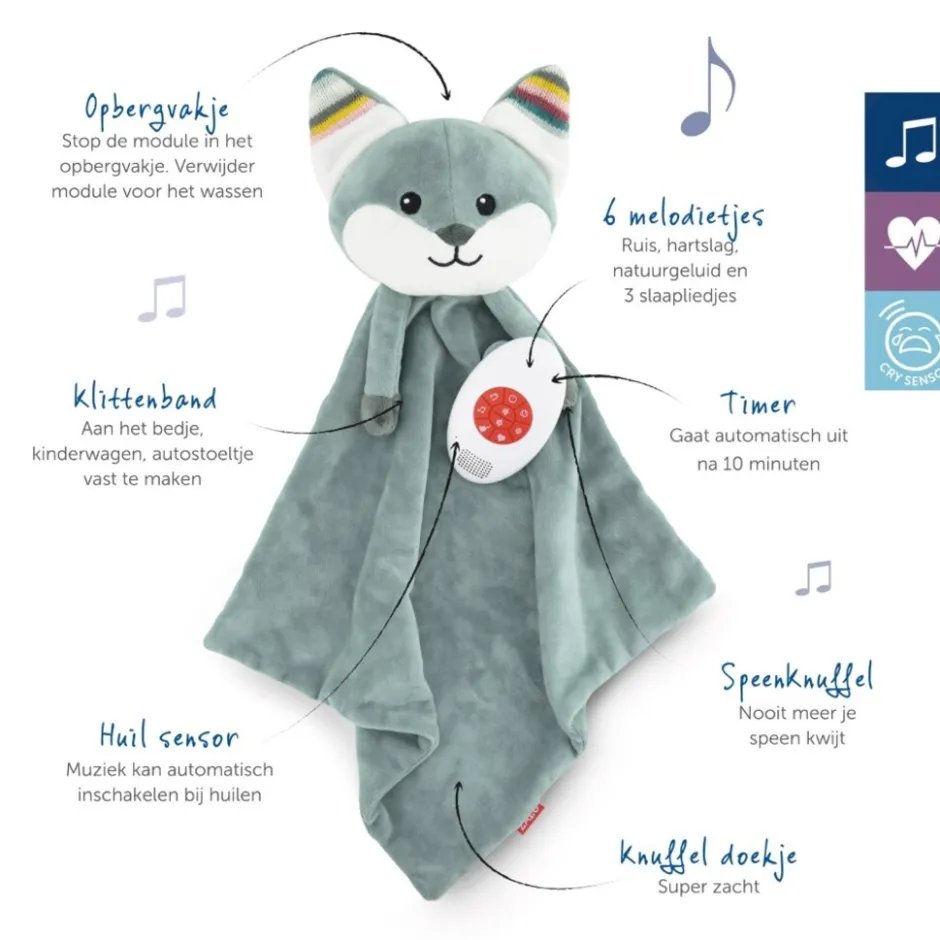 Zazu Felix de Vos Heartbeat Knuffeldoekje< Grijp- En Bijtspeelgoed|Interactief Speelgoed