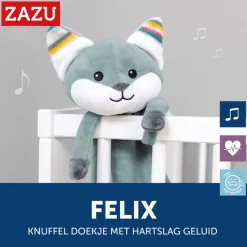 Zazu Felix de Vos Heartbeat Knuffeldoekje< Grijp- En Bijtspeelgoed|Interactief Speelgoed