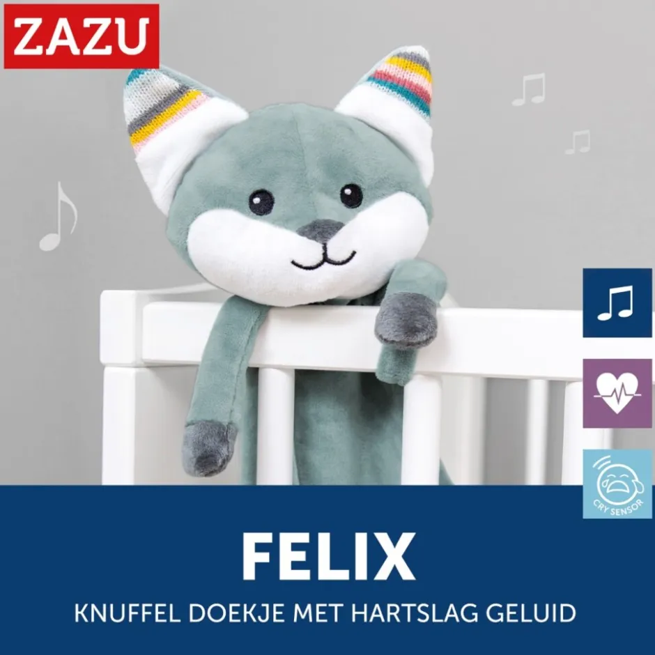Zazu Felix de Vos Heartbeat Knuffeldoekje< Grijp- En Bijtspeelgoed|Interactief Speelgoed