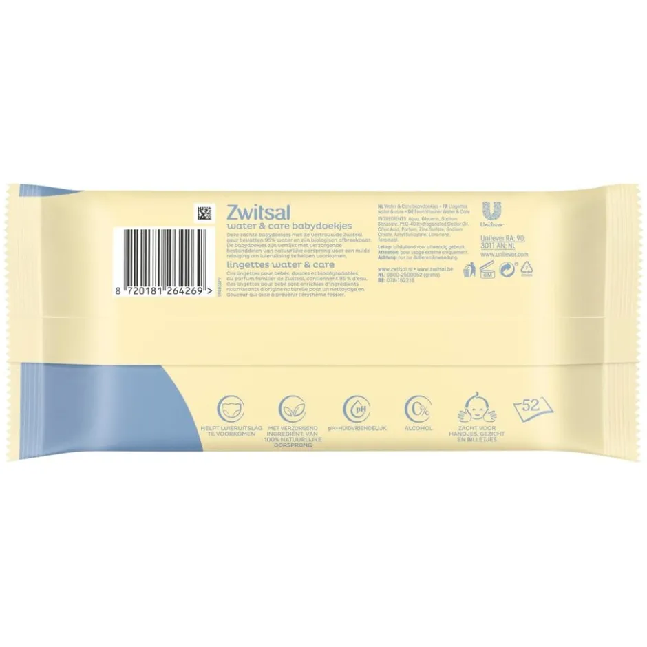 Water & Care Babydoekjes|Zwitsal Hot